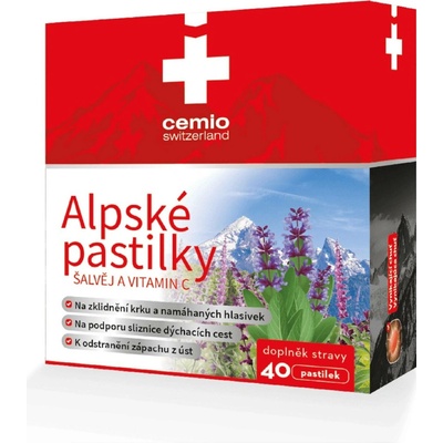 Cemio Alpské pastilky Šalvěj a vitamin C 40 pastilek