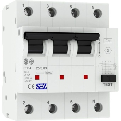 SEZ Krompachy Prúdový chránič PFE4 25/0,03, 25 A, 400 V, PFE4 25/0,03