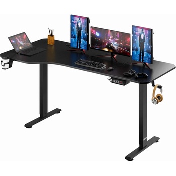 Casaria Výškovo nastaviteľný kancelársky stôl čierny 160x75x73-118cm