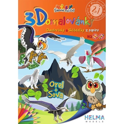 3D omalovánka A5 SET Orel a sova