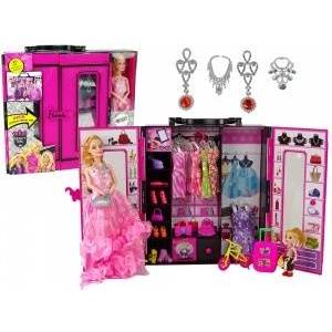 LEAN Toys Doll with Clothes Closet Dressing Room For Dolls In the Beauty Girl Suitcase