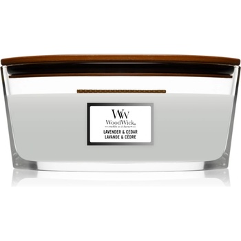 WoodWick Lavender & Cedar ароматна свещ с дървен фитил (hearthwick) 453.6 гр