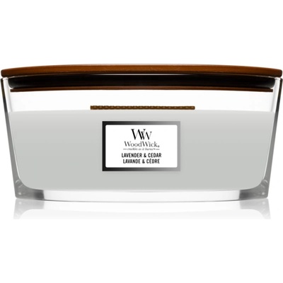 WoodWick Lavender & Cedar ароматна свещ с дървен фитил (hearthwick) 453.6 гр