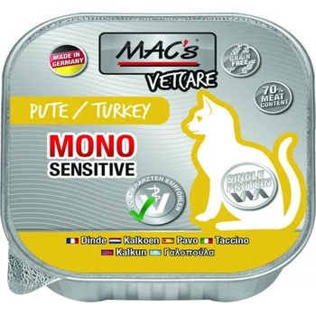 MAC's Mac’s VetCare Cat Monoprotein Adult GRAIN FREE, пастет за пораснали котки, БЕЗ ЗЪРНО, с чувствителна храносмилателна система, с пуешко месо, 85 гр - Германия - 586VE