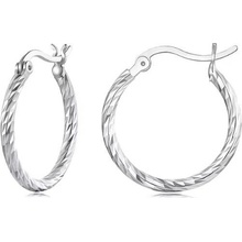 For Silver Stříbrné kruhové náušnice s krouceným designem - Stříbro 925