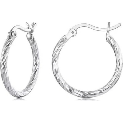 For Silver Stříbrné kruhové náušnice s krouceným designem - Stříbro 925