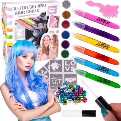 MalPlay Dětské tetování a malování vlasů Tattoo Hair Chalk