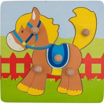 Goki Детски дървен пъзел с дръжки Goki - Конче (57514)