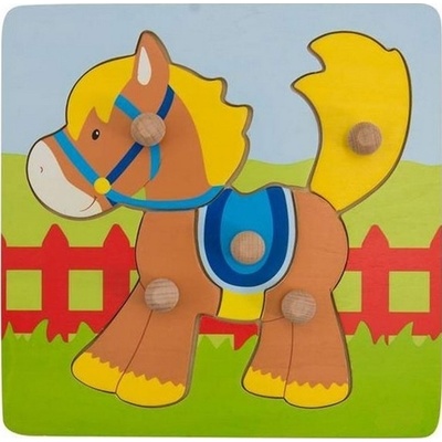 Goki Детски дървен пъзел с дръжки Goki - Конче (57514)