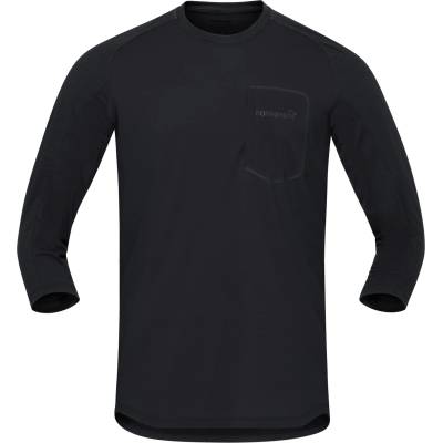 Norrøna Мъжка фланелка с дълъг ръкав за колоездене Norrøna Skibotn Equaliser Merino 3/4 T-Shirt Cycling jersey - Caviar (056-3663-0113)