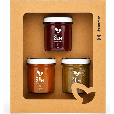 ZEZEM Dárkový balíček: 3x džem Džem 150 g: Jahoda, 3. Vyberte si džem!: Malina, 2. Vyberte si džem!: Malina