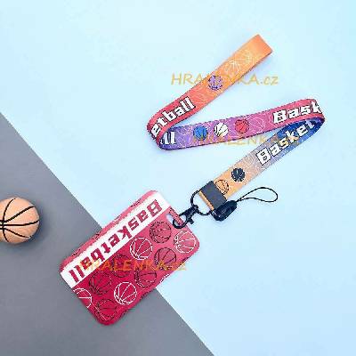 Šňůrka na krk 22508 s cedulkou červená Basketbal