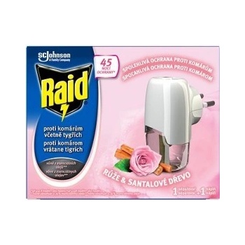 Raid Elektrický odpařovač s tekutou náplní proti komárům růže a santalové dřevo 45 nocí 27 ml
