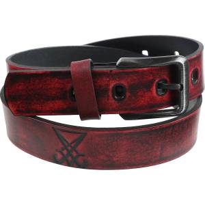 Leather & steel fashion Колан Луцифери - червен - lsf2 50