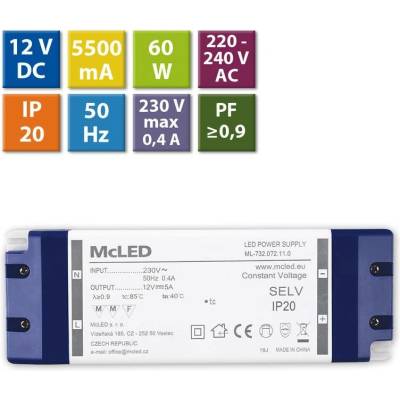 McLED LED transformátor 12V/60W ML-732.072.11.0
