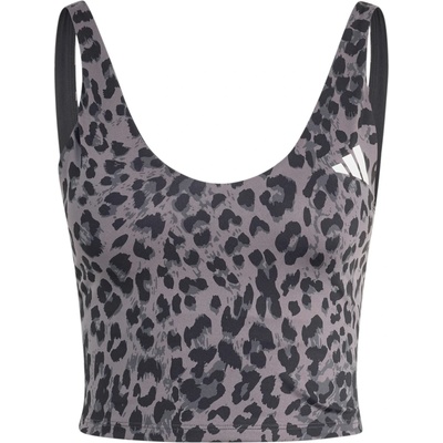adidas Дамски спортен сутиен adidas Women's Workout Essentials Leopard Print Tank Sports bra - Grey Four / Grey Six / Black (114-4093-0114)