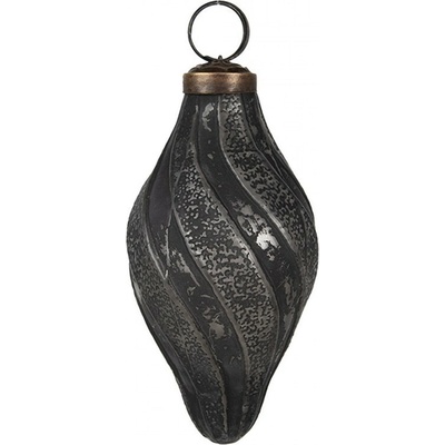 Clayre & Eef Granitová antik skleněná vánoční ozdoba baňka Noirre Ø 6*11 cm