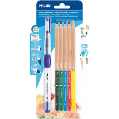 MILAN Цветни акварелни моливи, 3.5 mm, 5 цвята, с включена четка (1015120598)