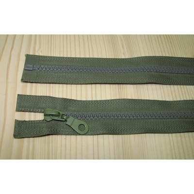 Zips kostenný zelená khaki 5mm deliteľný 50cm