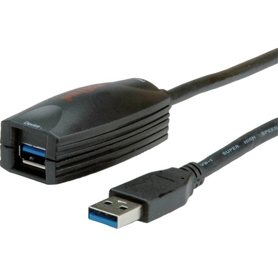 Roline 12.04.1096 USB, USB 3.2 Gen1 (USB 3.0 / USB 3.1 Gen1) USB-A zástrčka, USB-A zásuvka, 5m, černý