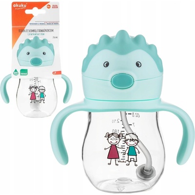 Akuku kúzelná fľaška so slamkou a závažím 250 ml mintová