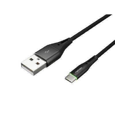 Кабел Natec USB-C(M) -> USB-A (M) 2.0 cable 1m. Black LED nylon (NKA-1957)