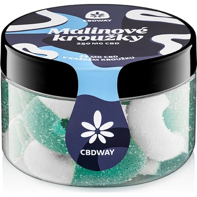 CBD WAY Kyselé želé kroužky s příchutí modrá malina 250 mg 100 g