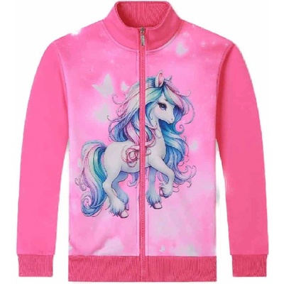ZATEPLENÁ DĚTSKÁ MIKINY S KONÍKEM BF Růžová