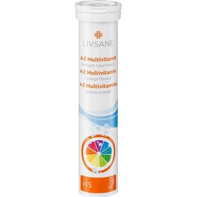 Livsane A-Z Multivitamín šumivé tabliety pomaranč 15 ks