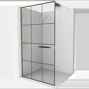 Mexen Kioto+ душ параван с рафт Walk-in 110 x 200 см, черна мрежа, златна - 800-110-121-50-77 (800-110-121-50-77)