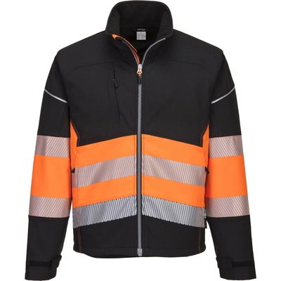 Portwest hi-vis pw375 / Светлоотразително софтшел яке - hv оранжево/черно m (pw375bkom)