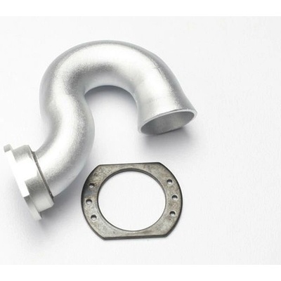 Traxxas Header, exhaust (tubular aluminum, silver-anodized)/ spring, TRX5340X (TRX5340X)
