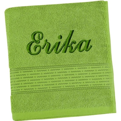Bellatex Froté ručník proužek s výšivkou jména olivová 50x100 cm