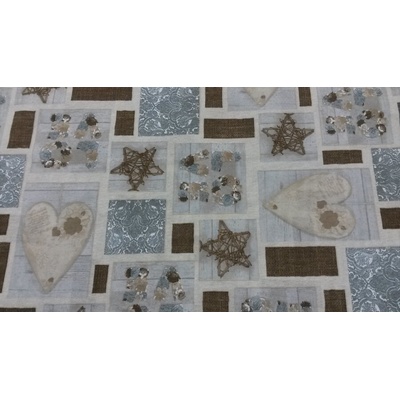 Dekorační látka LOVE CHRISTMAS šedá šíře 140 cm