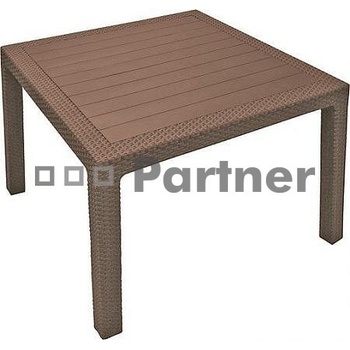 Záhradný stôl z umelého ratanu MANHATTAN 95x95 cm hnedá