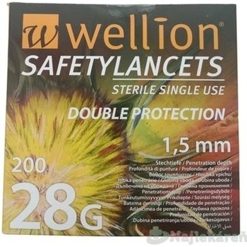 Wellion Safety Lancets jehly jednorázové 28G 200 ks