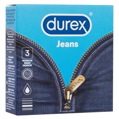 Durex Jeans 3 бр латексови презервативи със силиконов лубрикантен гел