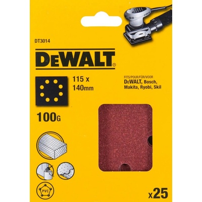 Dewalt DT3014 papier brúsny 140x115mm p100 dierovaný suchý zips 25ks dwe6411/dcw200