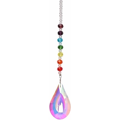 Nefertitis Kapka čakrový Feng Shui závěs do okna ze skla s duhovou kapkou NF42789 - délka cca 37 cm