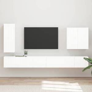 vidaXL Комплект за стена на телевизор 6 бр. Лъскаво бяло (3408947)