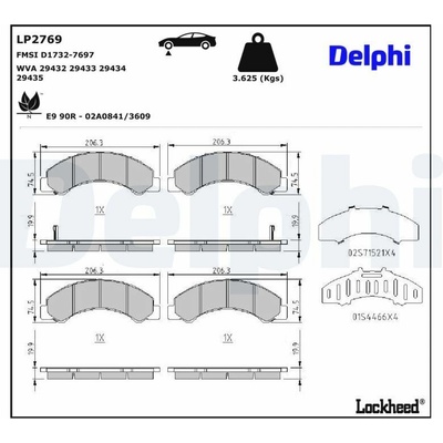 Sada brzdových platničiek kotúčovej brzdy DELPHI LP2769