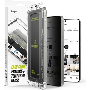 Ringke Протектор за Samsung Galaxy S25 Plus (комплект от 2) - Ringke Easy Slide Privacy Tempered Glass - черен