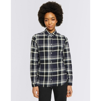 Knowledge cotton check flannel shirt 1300 black Jet