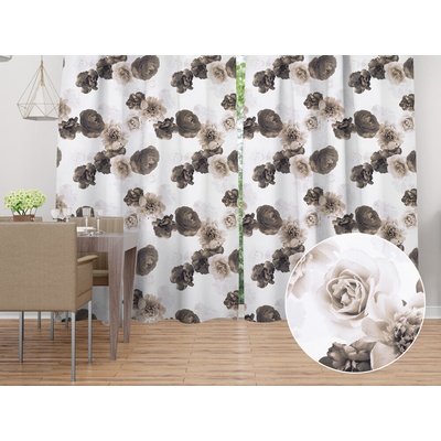 Biante Dekoračný záves PM-016 Veľké hnedé kvety 145x160 cm