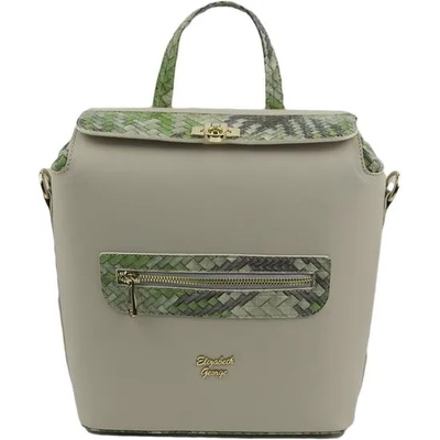 Български обувки Дамска чанта тип раница със зелени дръжки 886-38