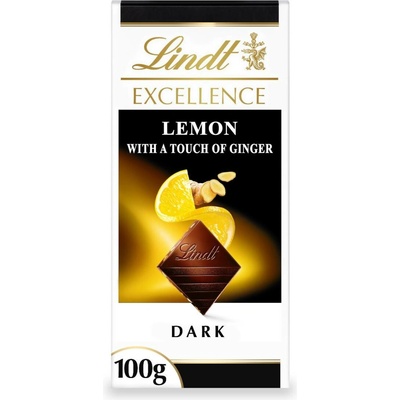 Lindt Excellence Hořká s kousky mandlí citronovou šťávou a příchutí zázvoru 100 g