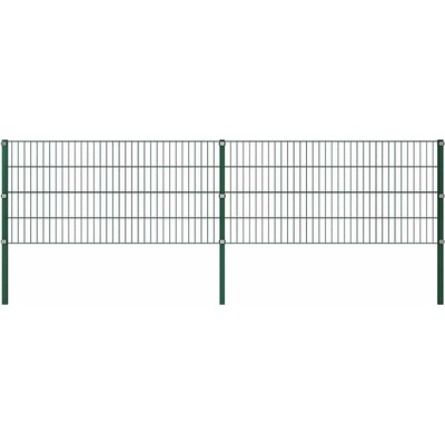 vidaXL Plotový panel se sloupky železný 349 x 80 cm zelený