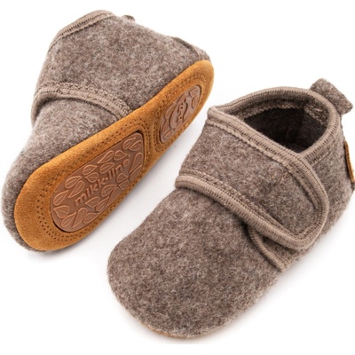 Mikk-Line detské barefoot vlnené papučky melange denver
