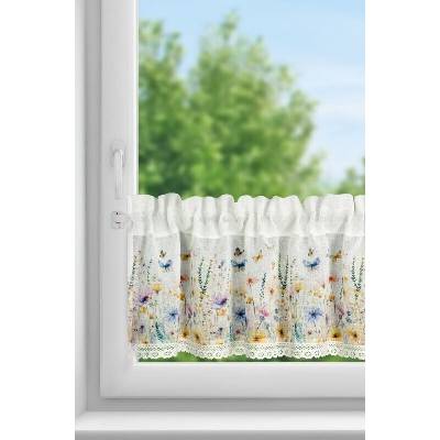 Takoy Záclonka ESTERA z etamínu, zdobená potiskem květin a krajkou 150 x 30 cm-HF-468477 | 150 x 30 cm