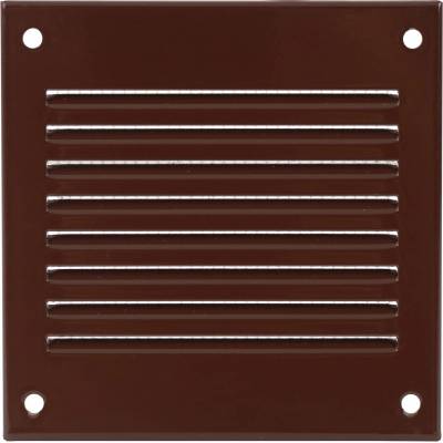 Ventishop KVMh 100x100 kovová hranatá větrací mřížka se síťkou, hnědá